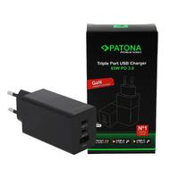 Patona Premium GaN PD65W Şarj Adaptörü - 2xUSB-C 1xUSB-A PD3.0 QC3.0